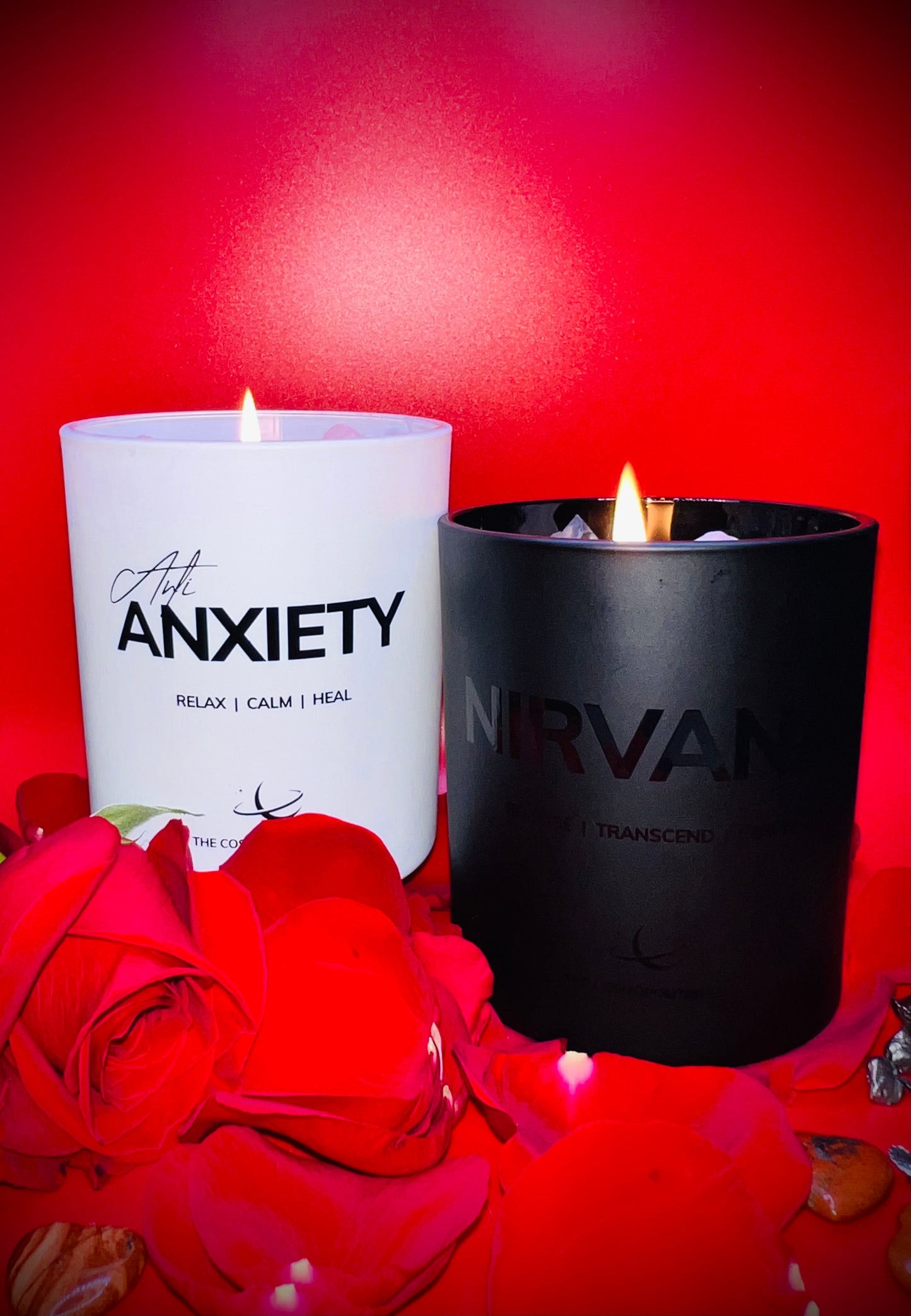 Anti Anxiety & Nirvana Crystal Candle Bundle